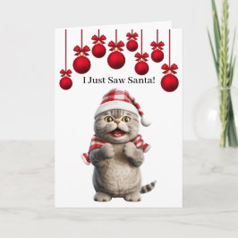 Niedliche Santa Cat Grußkarte Karte