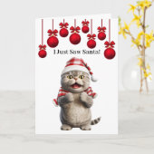 Niedliche Santa Cat Grußkarte Karte (Gelbe Blume)