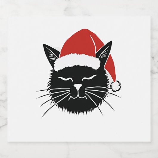 Niedliche Santa Cat Lover Christmas Men Women Kids Schaumweinetikett (Einzelnes Label)
