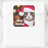 Niedliche Santa Cat Quadratischer Aufkleber (Tasche)