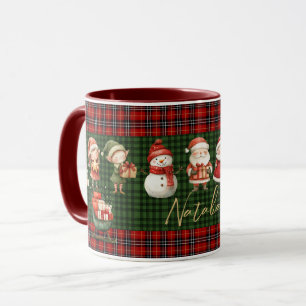 Niedliche Santa Elves Frohe Weihnachten Grüne rote Tasse