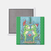 NIEDLICHE SANTA FROGS KISSING UNTER DRAGONFLY MIST MAGNET (Vorderseite/Rückseite)