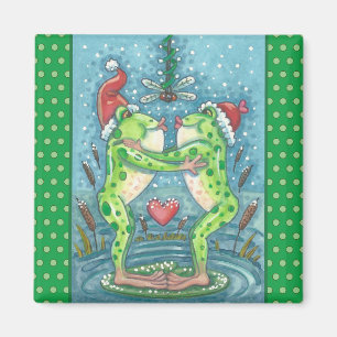 NIEDLICHE SANTA FROGS KISSING UNTER DRAGONFLY MIST MAGNET