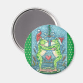 NIEDLICHE SANTA FROGS KISSING UNTER DRAGONFLY MIST MAGNET (Vorderseite/Rückseite)