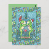 NIEDLICHE SANTA FROGS KISSING UNTER DRAGONFLY MIST POSTKARTE (Vorne/Hinten)