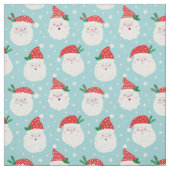 Niedliche Santa Heads auf hellblau Stoff (Muster)