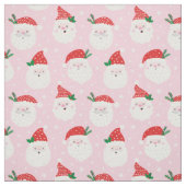 Niedliche Santa Heads auf hellrosa Stoff (Muster)