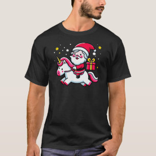 niedliche Santa-Klausel, die einhorn reitet T-Shirt
