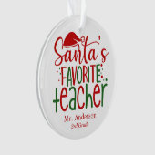 Niedliche Santa-Lieblings-Lehrerin, Red Green Name Ornament (Vorderseite)