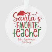 Niedliche Santa-Lieblings-Lehrerin, Red Green Name Ornament (Vorderseite)