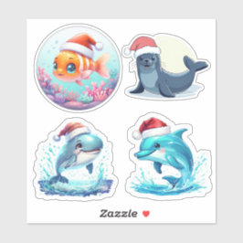Niedliche Santa Ocean Tiere maßgeschneiderte Vinyl Aufkleber