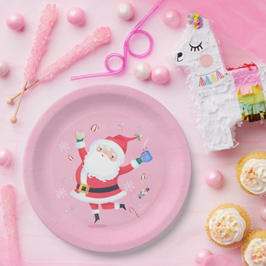 Niedliche Santa Pink Papierplatte Pappteller (Party)