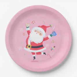 Niedliche Santa Pink Papierplatte Pappteller