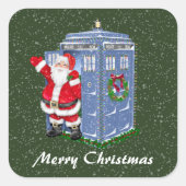 Niedliche Santa Police Box E-Mail-Aufkleber Quadratischer Aufkleber (Vorderseite)