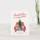Niedliche Santa Red Truck & Tree Note Card (Vorderseite)