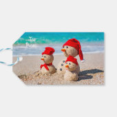 Niedliche Santa Sand Snowmen Geschenkanhänger (Rückseite Horizontal)