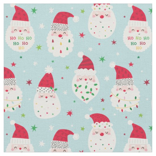 Niedliche Santas mit festlich blauen Bärten Stoff (Nahaufnahme)