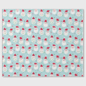 Niedliche Santas mit festlichen Bärenblauen Geschenkpapier (Flach)