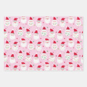 Niedliche Santas mit festlichen Bärten in Blau und Geschenkpapier Set (Vorderseite 2)