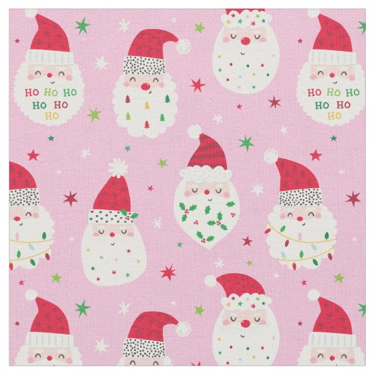 Niedliche Santas mit festlichen Bärten rosa Stoff (Nahaufnahme)