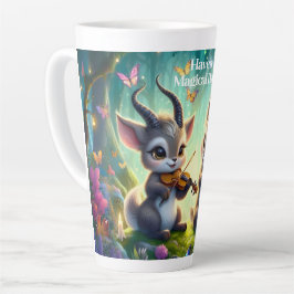 Niedliche Saolas Violas spielen im Zauberwald Milchtasse