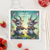 Niedliche Saolas Violas spielen im Zauberwald Serviette (Beispiel)