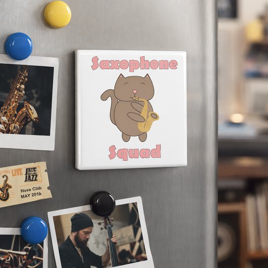 Niedliche Saxophon-Truppe Katze Magnet