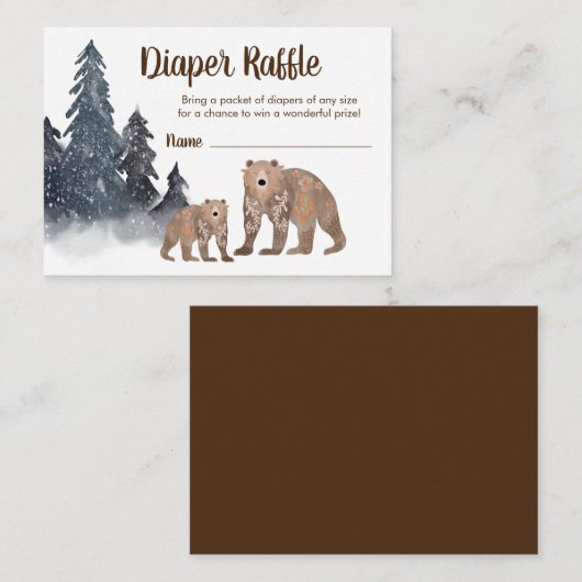 Niedliche Scandi Bears Winter Baby Dusche Windelwa Begleitkarte (Vorne/Hinten)
