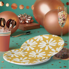 Niedliche Scandi Daisy Papierplatte Pappteller