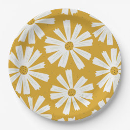 Niedliche Scandi Daisy Papierplatte Pappteller
