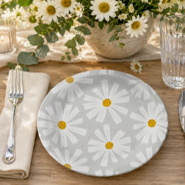 Niedliche Scandi Daisy Papierplatte Pappteller