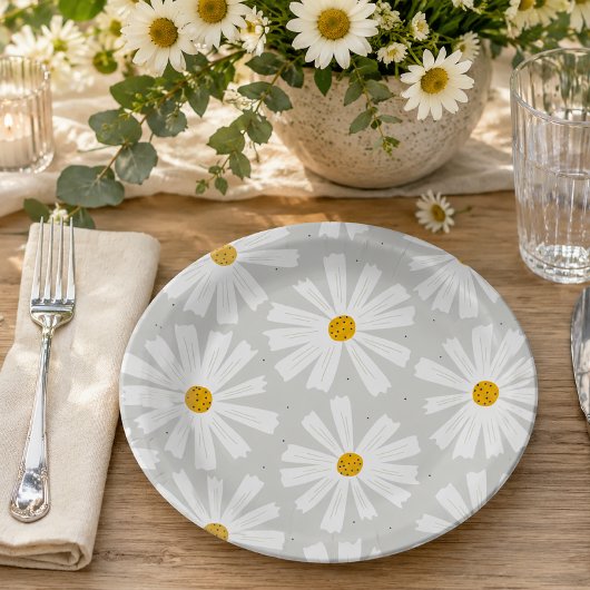 Niedliche Scandi Daisy Papierplatte Pappteller