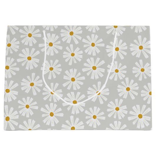 Niedliche Scandi Daisy Wrapping Große Geschenktasc Geschenktüte (Vorderseite)