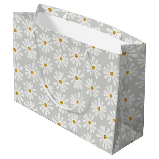 Niedliche Scandi Daisy Wrapping Große Geschenktasc Geschenktüte (Rückseite Schrägansicht)