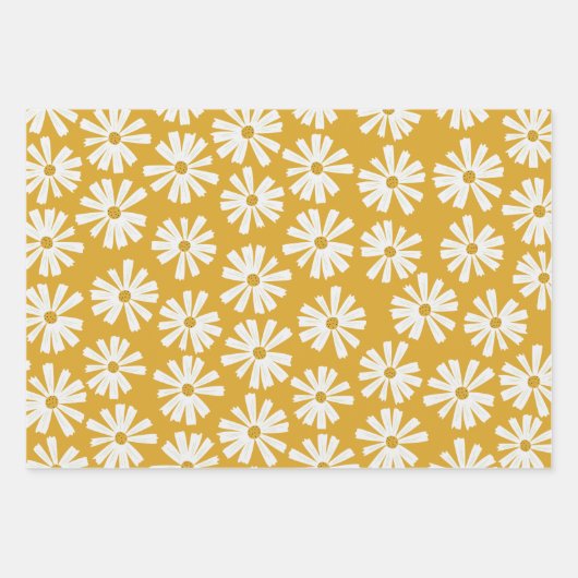 Niedliche Scandi Daisy Wrapping Paper Sheets Geschenkpapier Set (Vorderseite 3)