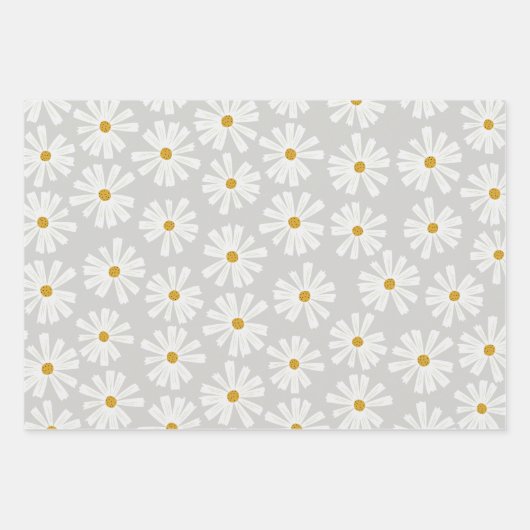 Niedliche Scandi Daisy Wrapping Paper Sheets Geschenkpapier Set (Vorderseite 2)