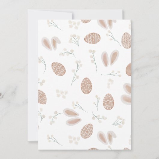 Niedliche Scandi Osterbrunch Ei Jagd chic Aquarell Einladung (Rückseite)