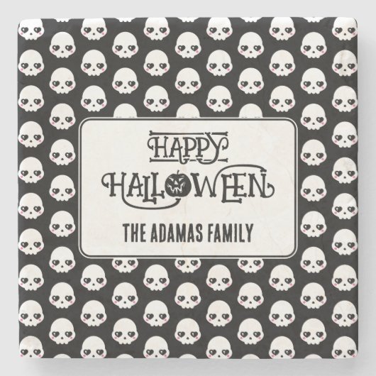 Niedliche Schädel mit Nachname Steinuntersetzer (Vorderseite)