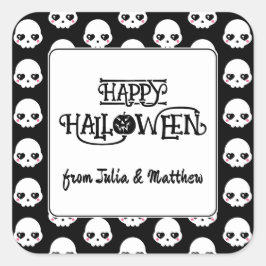 Niedliche Schädel Quadratischer Aufkleber