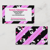 Niedliche Schädel rosa und schwarze Visitenkarte (Vorne/Hinten)