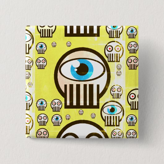 Niedliche Schädel- u. alienschädel entwerfen auf Button (Vorderseite)