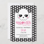 Niedliche Schädelmuster Halloween-Party Einladung (Vorderseite)