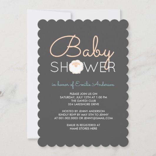 Niedliche Schaf-Baby-Duschen-Einladung Einladung (Vorderseite)