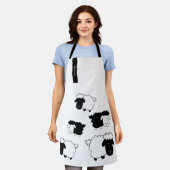 Niedliche Schaf-Illustration Schwarz-Weiß-Monogram Schürze (Getragen)