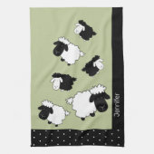 Niedliche Schaf-Illustration Schwarz, Weiß, Sage G Geschirrtuch (Vertikal)