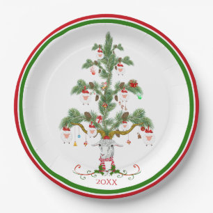 Niedliche Schafbaum-Fleece Navidad Pappteller