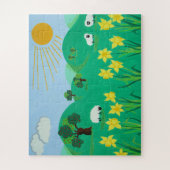 niedliche Schafbäume blauer Himmel und Sonnenunter Puzzle (Vertikal)