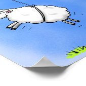 Niedliche Schafe, die mit einem rosa Ballon Cartoo Poster (Ecke)