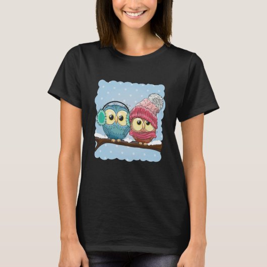 Niedliche Schafe im Winter T-Shirt (Vorderseite)
