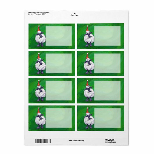 Niedliche Schafe in Weihnachtsmannmütze auf grün (Vorne)